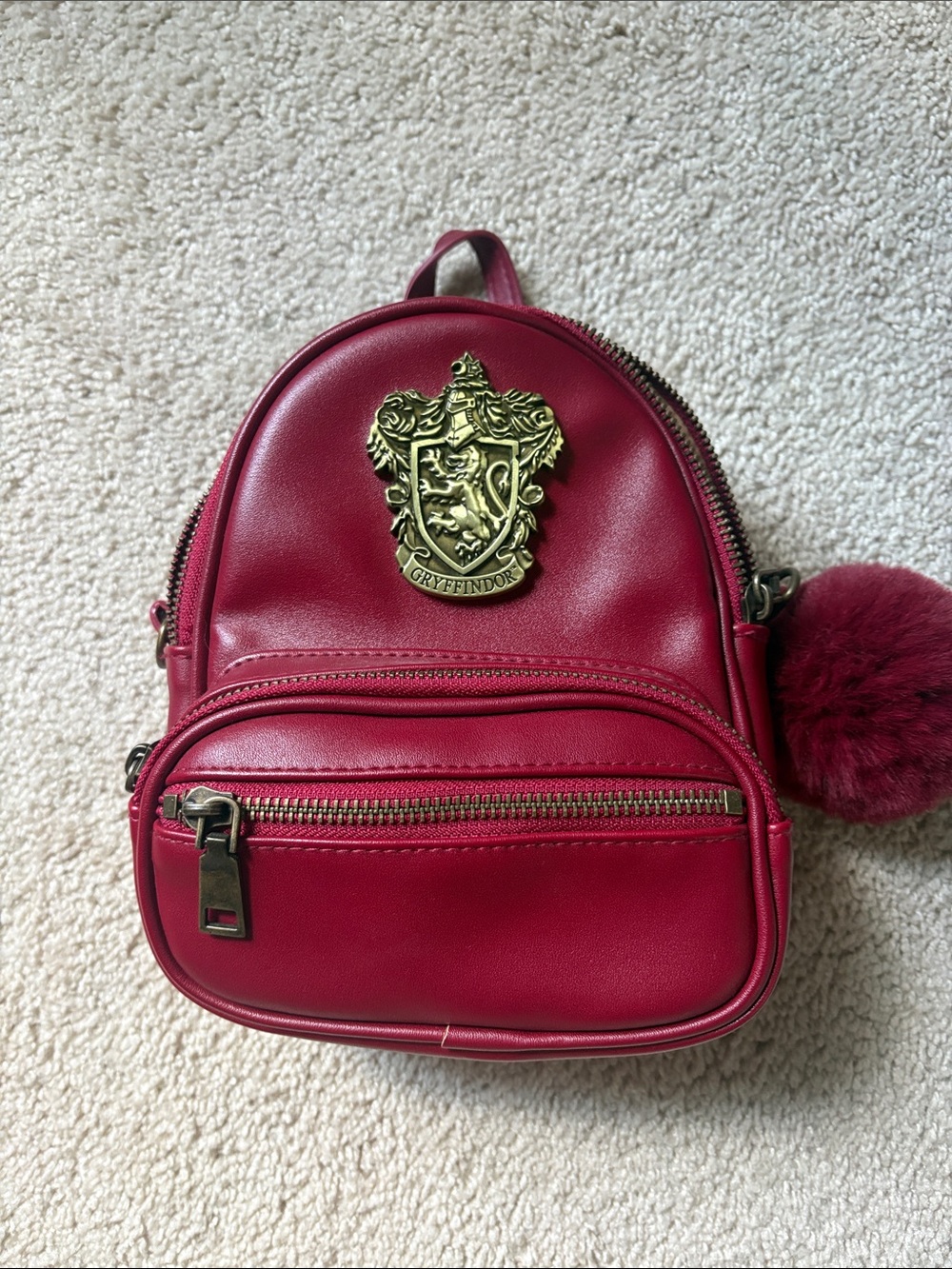 Gryffindor Crest Red Mini Backpack with Pom Charm
